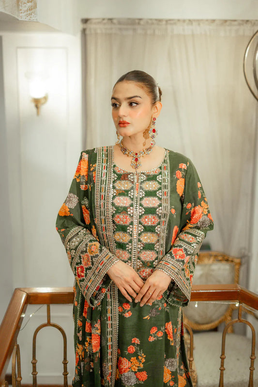 Silk Dress Embroidered 3 Piece Stitched RC-15 (Green)