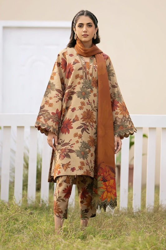3PC Digital Printed Khaddar Unstitched Suit BB005
