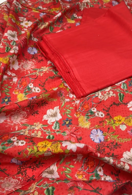 03-Piece Original Digital Print Branded Soft Khaddar with Doria Khaddar Dupatta