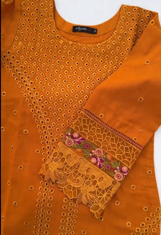 02-Piece Stitched  Embroidered Premium Quality Khaddar